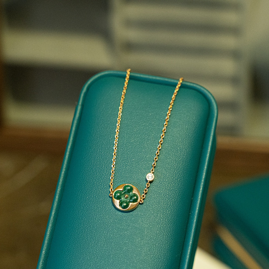 [Amore]SUN MALACHITE 1 DIAMOND PINK GOLD BRACELET