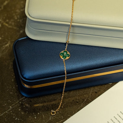 [Amore]SUN MALACHITE 1 DIAMOND PINK GOLD BRACELET