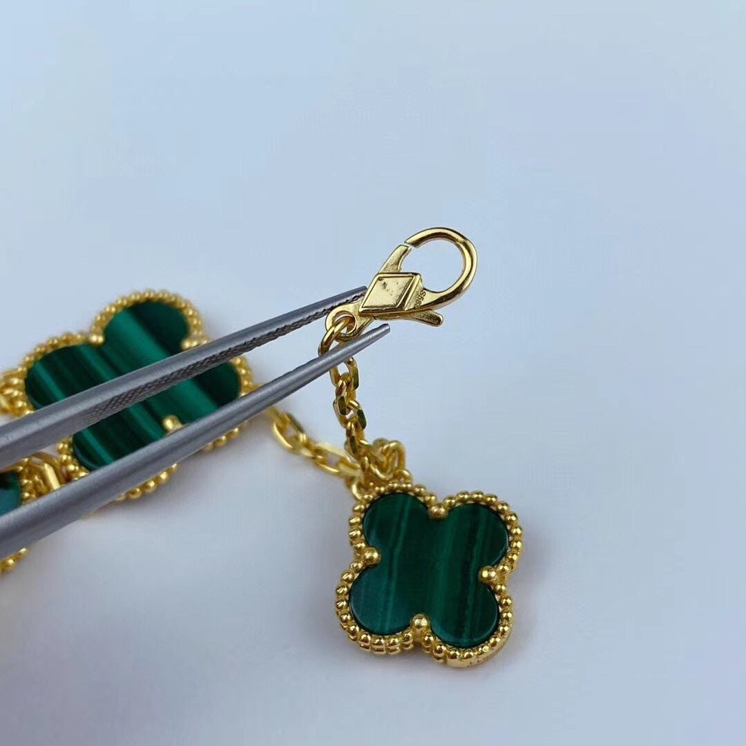 [Amore]MAGIC CLOVER MALACHITE GOLD BRACELET 5 MOTIFS