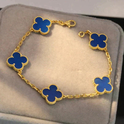[Amore] CLOVER 5 MOTIF BLUE AGATE BRACELET COLLECTION
