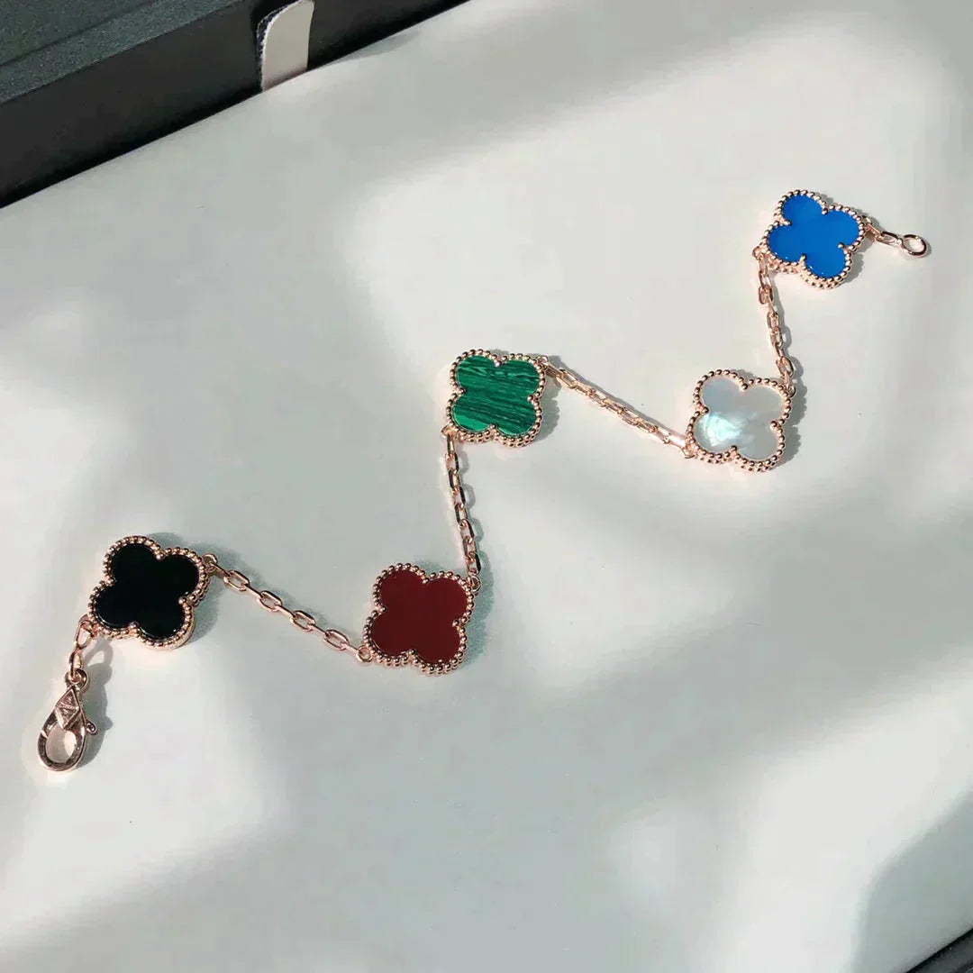 [Amore]CLOVER 5 MOTIFS MULTICOLOR BRACELET