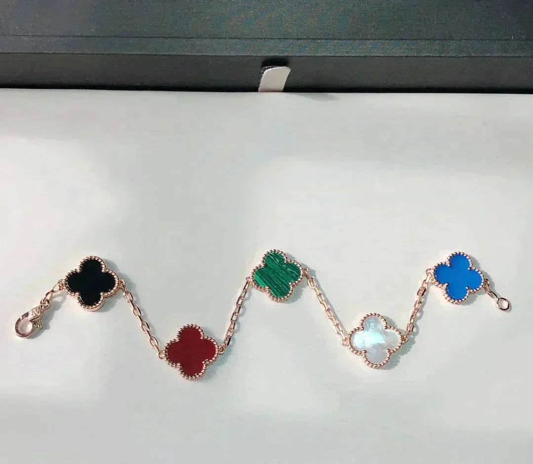 [Amore]CLOVER 5 MOTIFS MULTICOLOR BRACELET