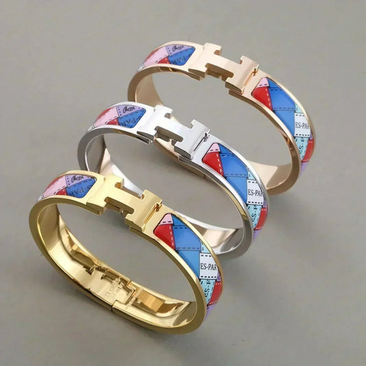 [Amore]H BRACELET DOTTED BORDER 12MM
