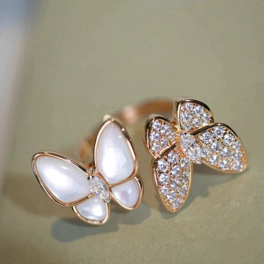 [Amore]TWIN BUTTERFLY DIAMOND MOP RING