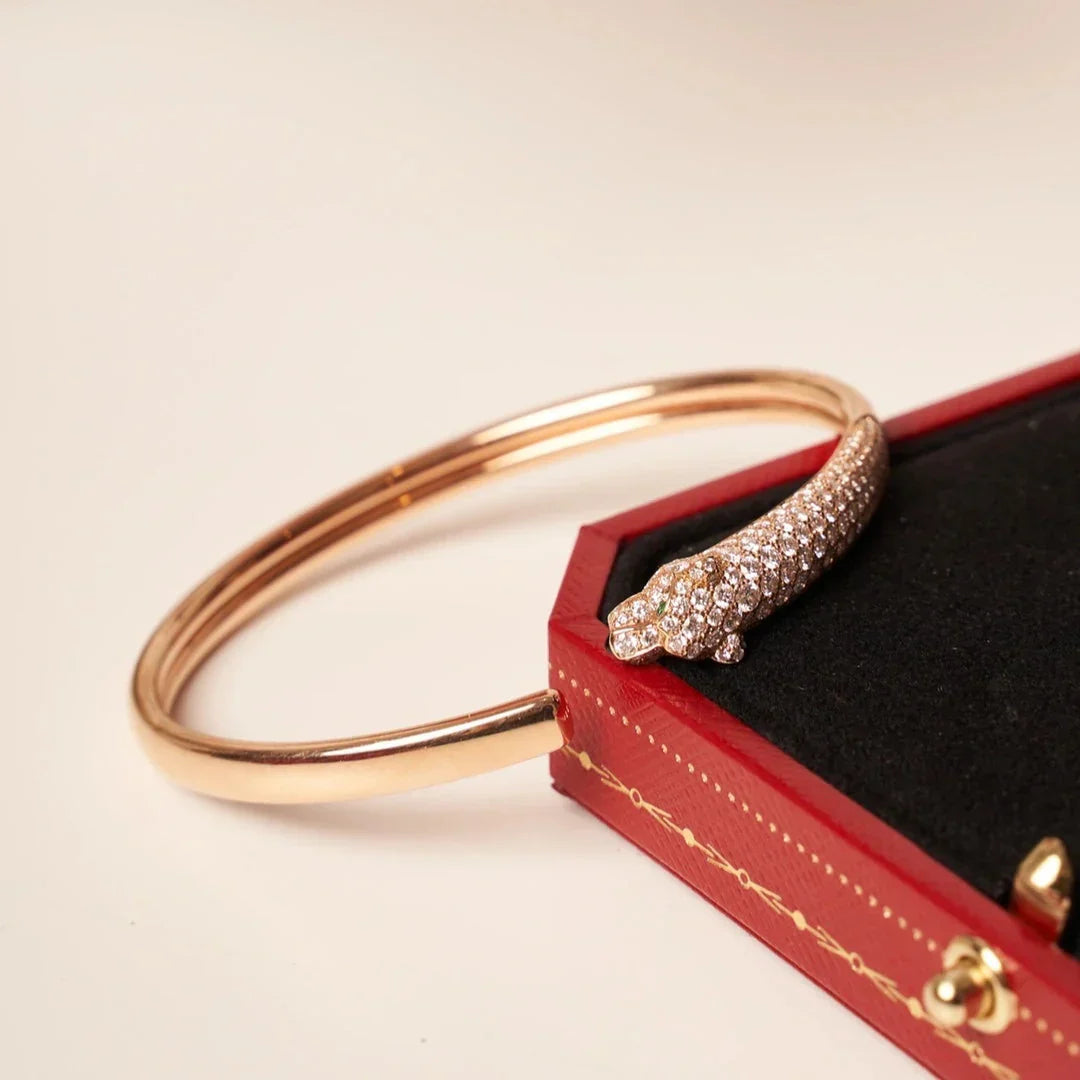 [Amore]PANTHERE HALF DIAMOND OPEN BRACELET