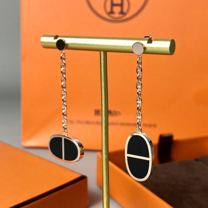 [Amore]CHAINE VERSO BLACK CERAMIC EARRINGS