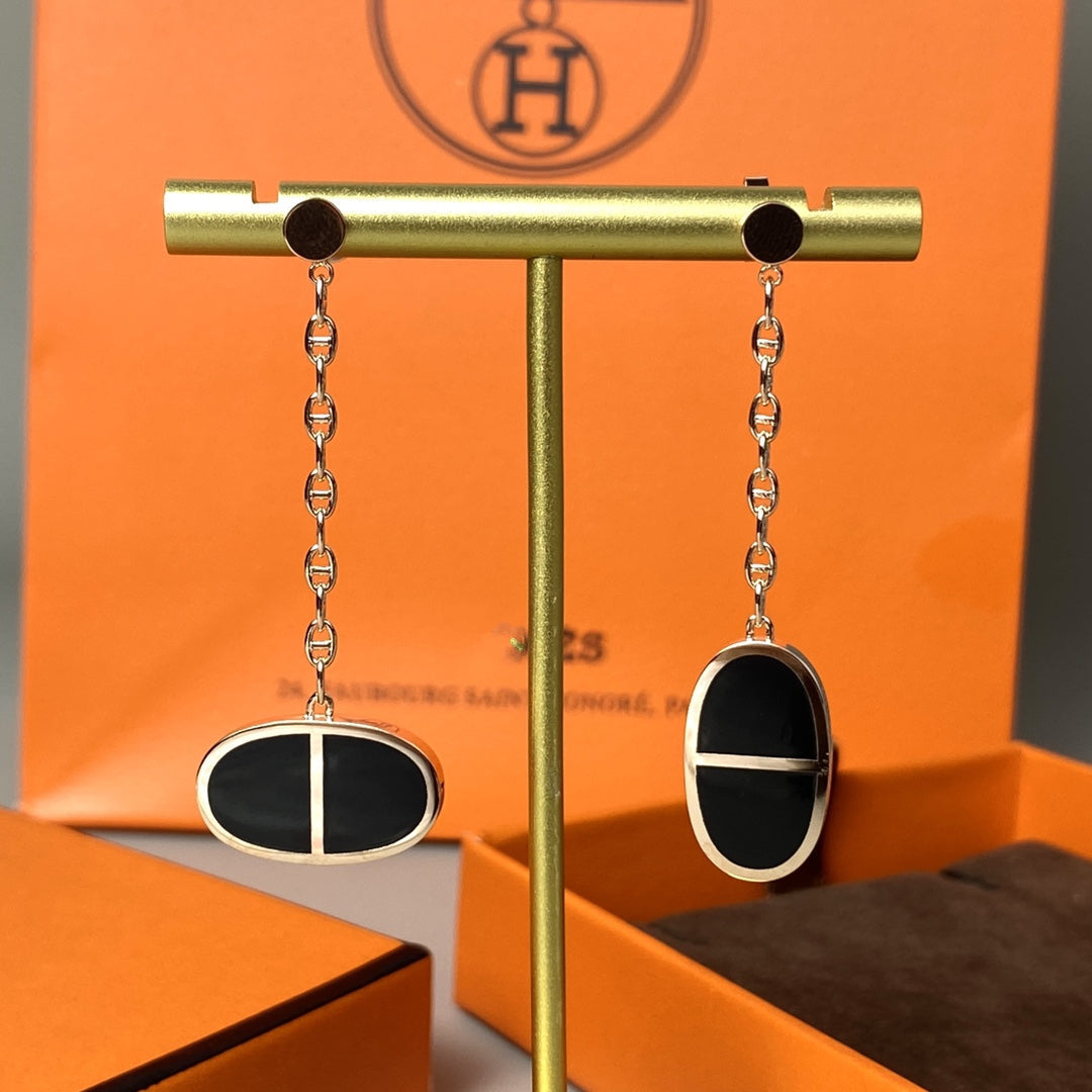 [Amore]CHAINE VERSO BLACK CERAMIC EARRINGS