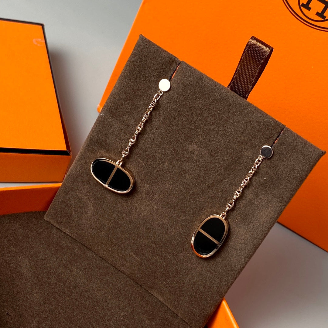 [Amore]CHAINE VERSO BLACK CERAMIC EARRINGS