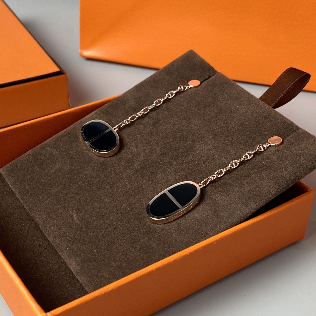 [Amore]CHAINE VERSO BLACK CERAMIC EARRINGS
