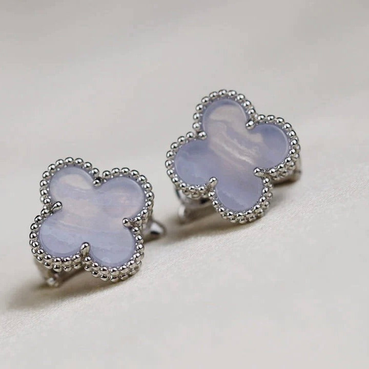 [Amore]CLOVER MEDIUM 1 MOTIFS  WHITE MOP EARRINGS SILVER