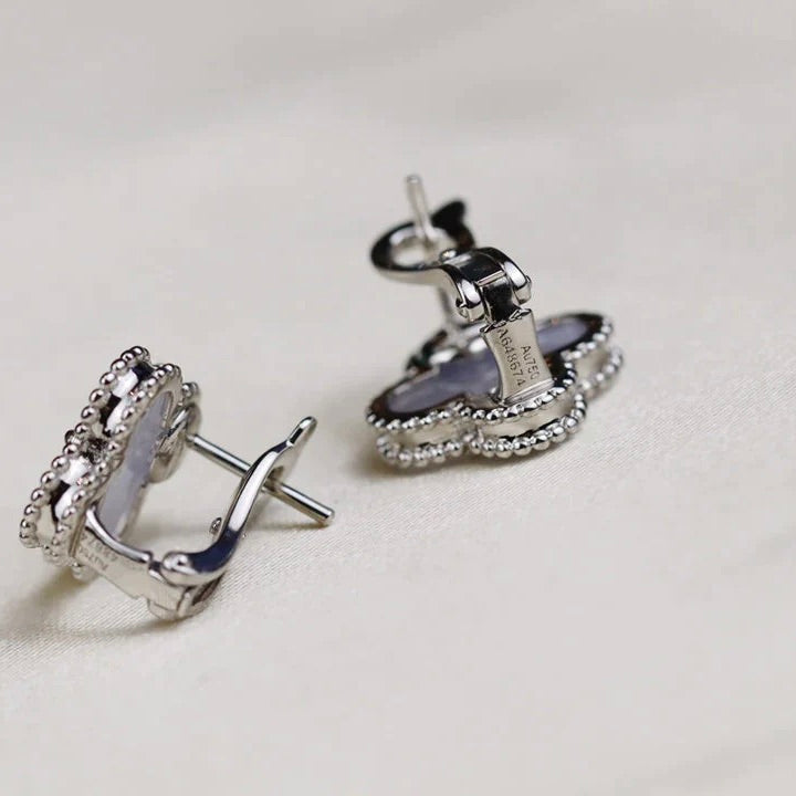 [Amore]CLOVER MEDIUM 1 MOTIFS  WHITE MOP EARRINGS SILVER