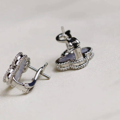 [Amore]CLOVER MEDIUM 1 MOTIFS  WHITE MOP EARRINGS SILVER