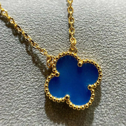 [Amore]CLOVER 15MM BLUE AGATE NECKLACE