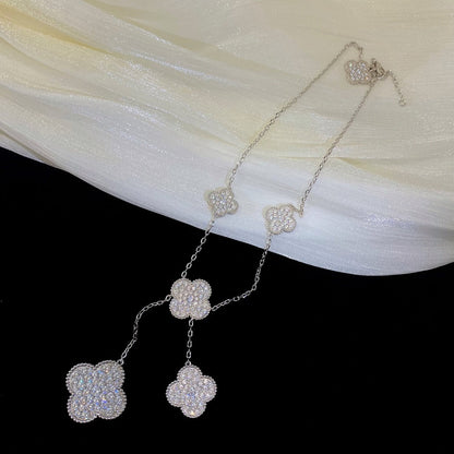 [Amore]CLOVER 5 MOTIFS SILVER DIAMONDS NECKLACE