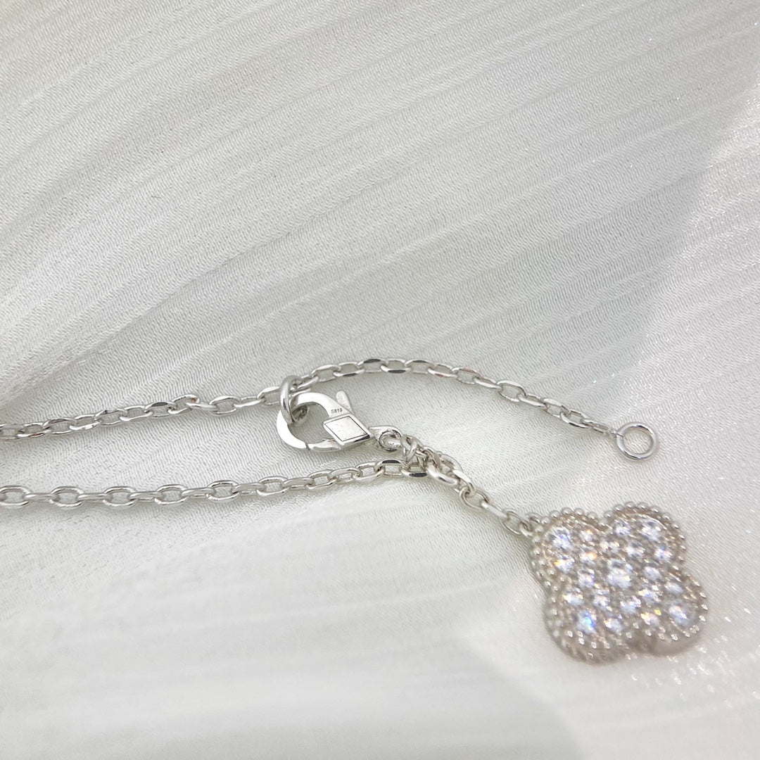 [Amore]CLOVER 5 MOTIFS SILVER DIAMONDS NECKLACE