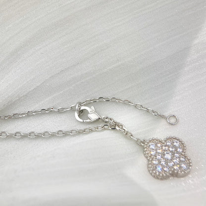 [Amore]CLOVER 5 MOTIFS SILVER DIAMONDS NECKLACE
