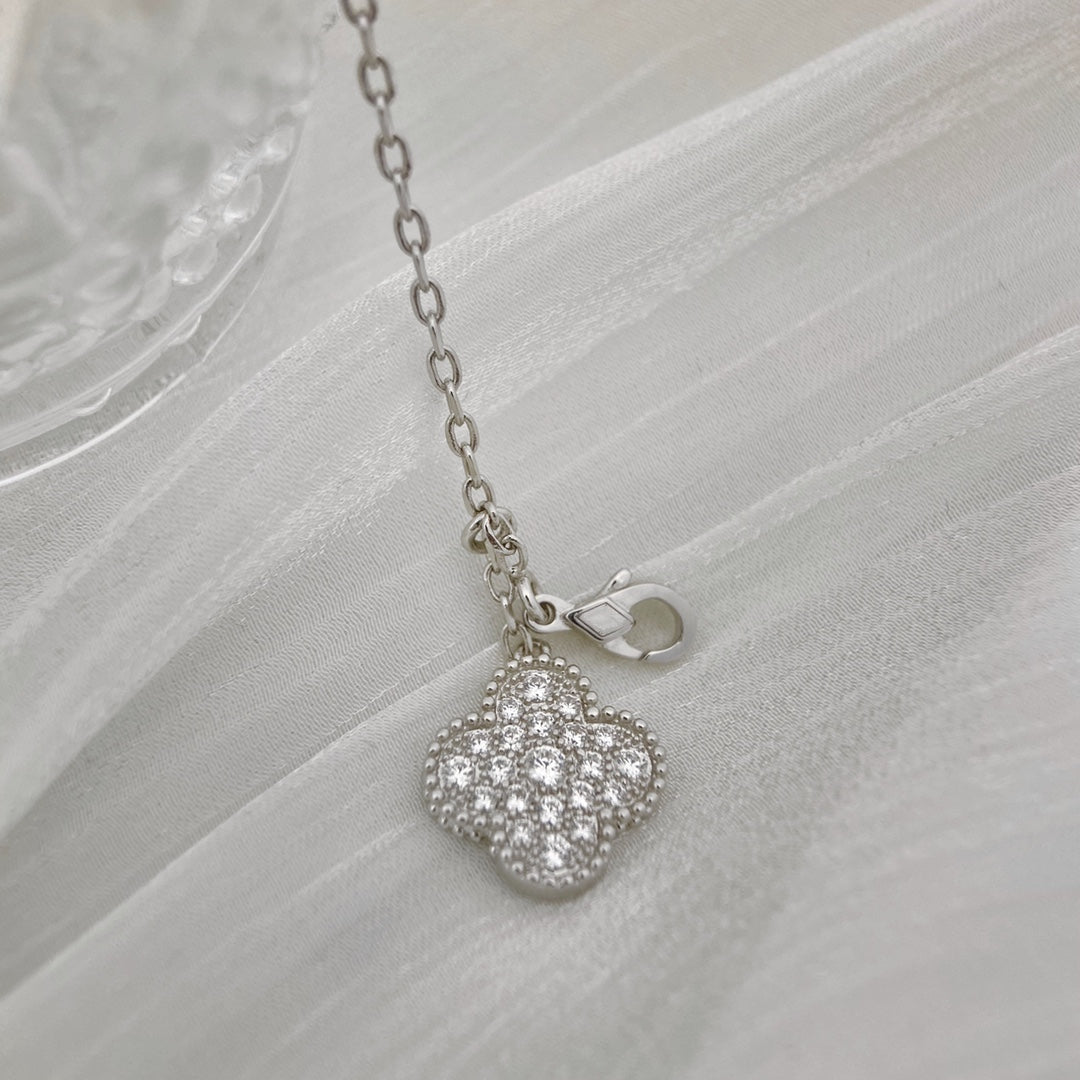[Amore]CLOVER 5 MOTIFS SILVER DIAMONDS NECKLACE