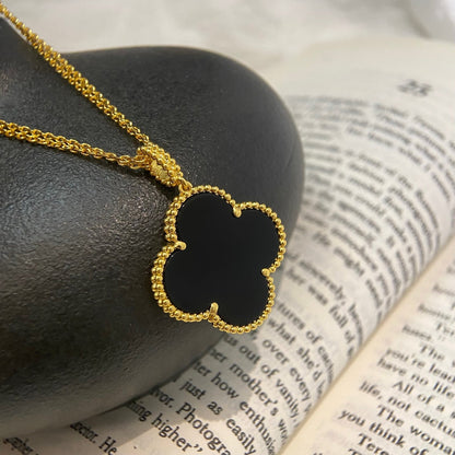 [Amore]CLOVER 25MM NECKLACE GOLD ONYX