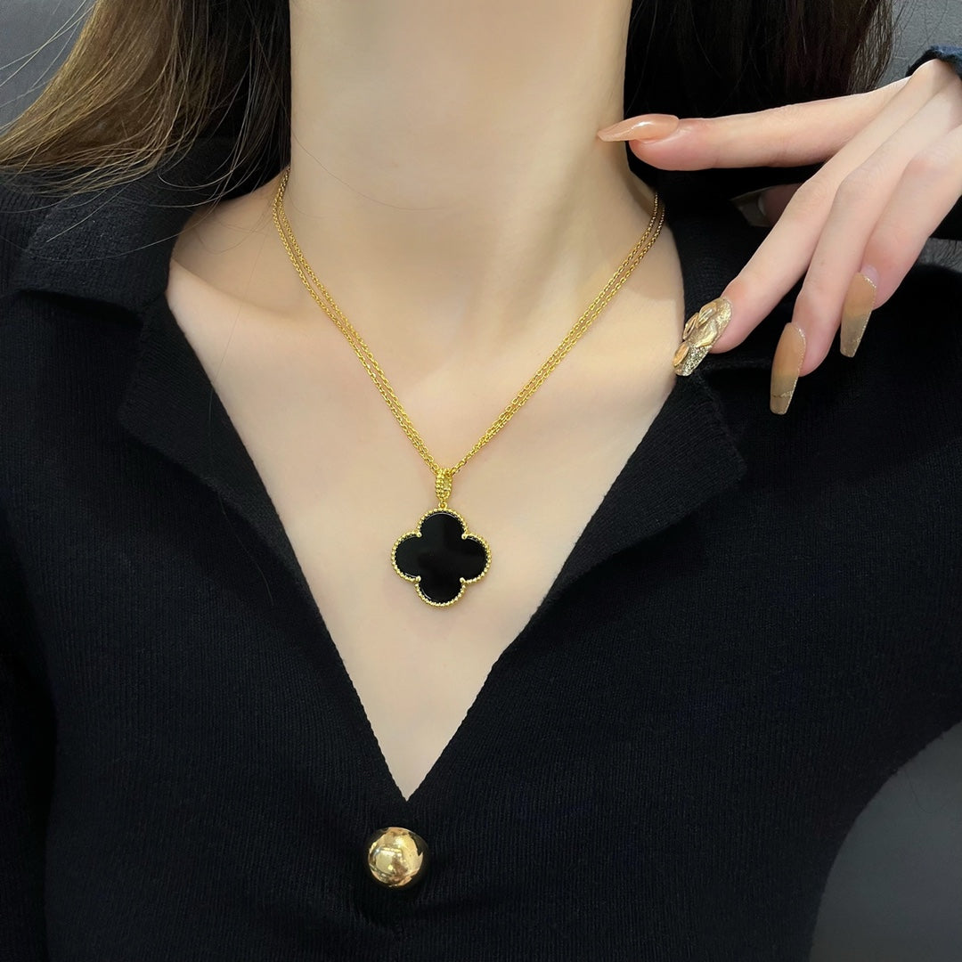 [Amore]CLOVER 25MM NECKLACE GOLD ONYX