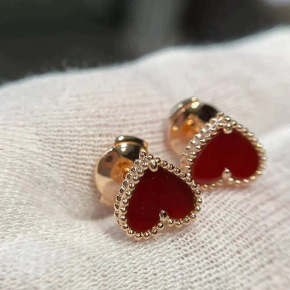 [Amore]HEART CARNELIAN STUD EARRINGS