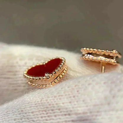 [Amore]HEART CARNELIAN STUD EARRINGS