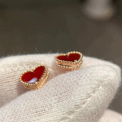 [Amore]HEART CARNELIAN STUD EARRINGS
