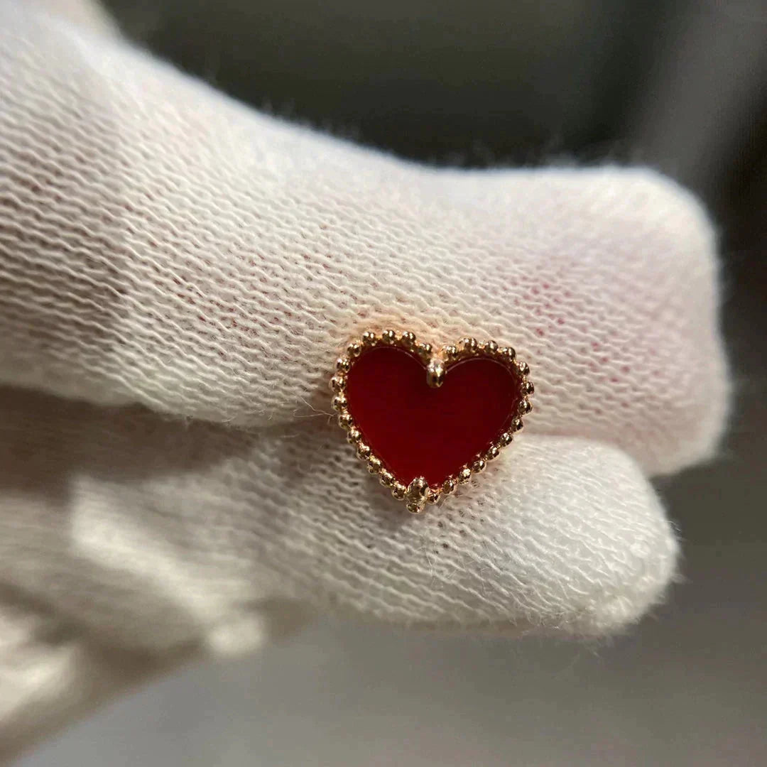 [Amore]HEART CARNELIAN STUD EARRINGS