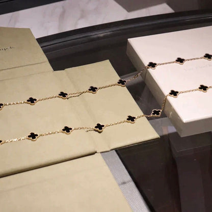 [Amore]CLOVER 20 MOTIFS ONYX NECKLACE