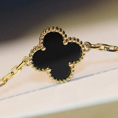 [Amore]CLOVER 20 MOTIFS ONYX NECKLACE