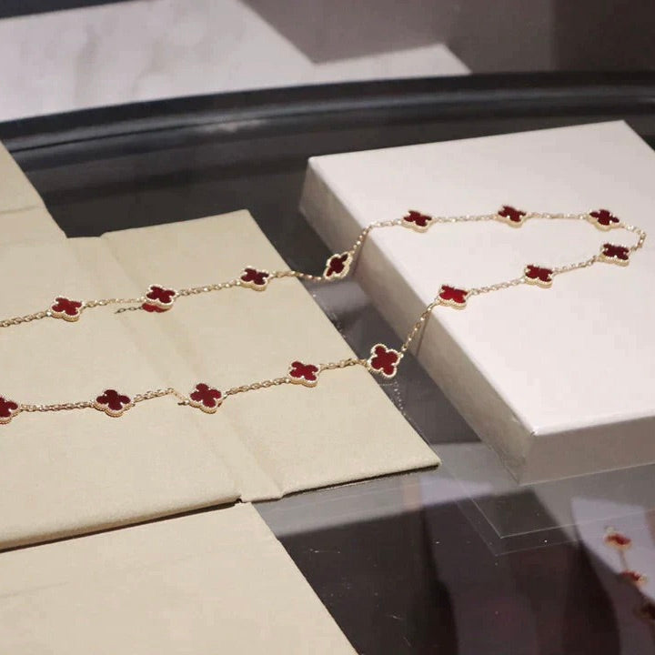 [Amore]CLOVER 20 MOTIFS CARNELIAN NECKLACE