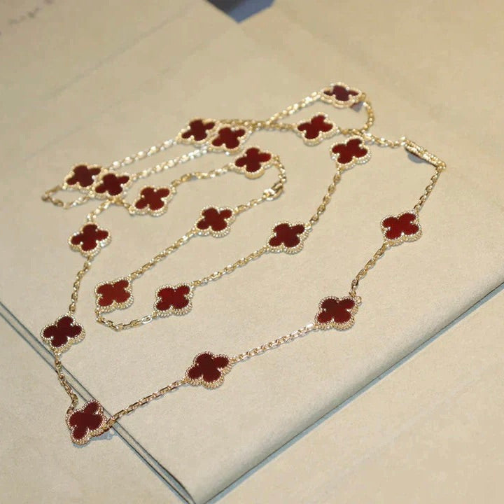 [Amore]CLOVER 20 MOTIFS CARNELIAN NECKLACE