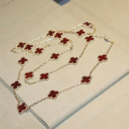 [Amore]CLOVER 20 MOTIFS CARNELIAN NECKLACE