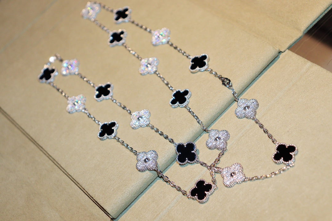 [Amore]CLOVER 20 MOTIFS ONYX DIAMOND SILVER