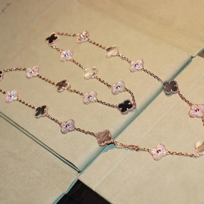 [Amore]CLOVER 20 MOTIFS DARK MOP DIAMOND  NECKLACE