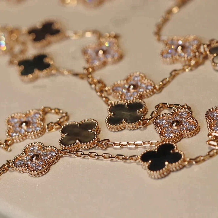 [Amore]CLOVER 20 MOTIFS DARK MOP DIAMOND  NECKLACE