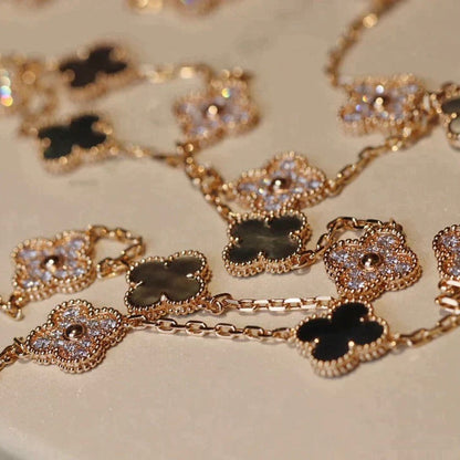 [Amore]CLOVER 20 MOTIFS DARK MOP DIAMOND  NECKLACE