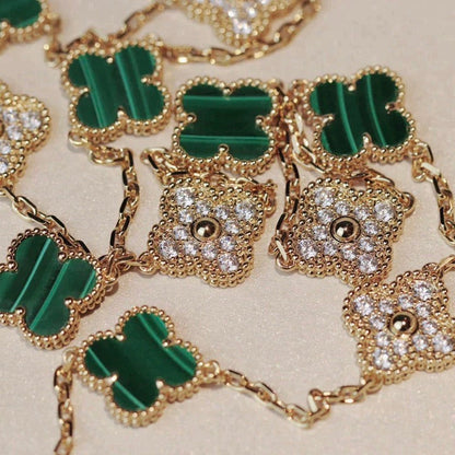 [Amore]CLOVER 20 MOTIFS MALACHITE DIAMOND NECKLACE