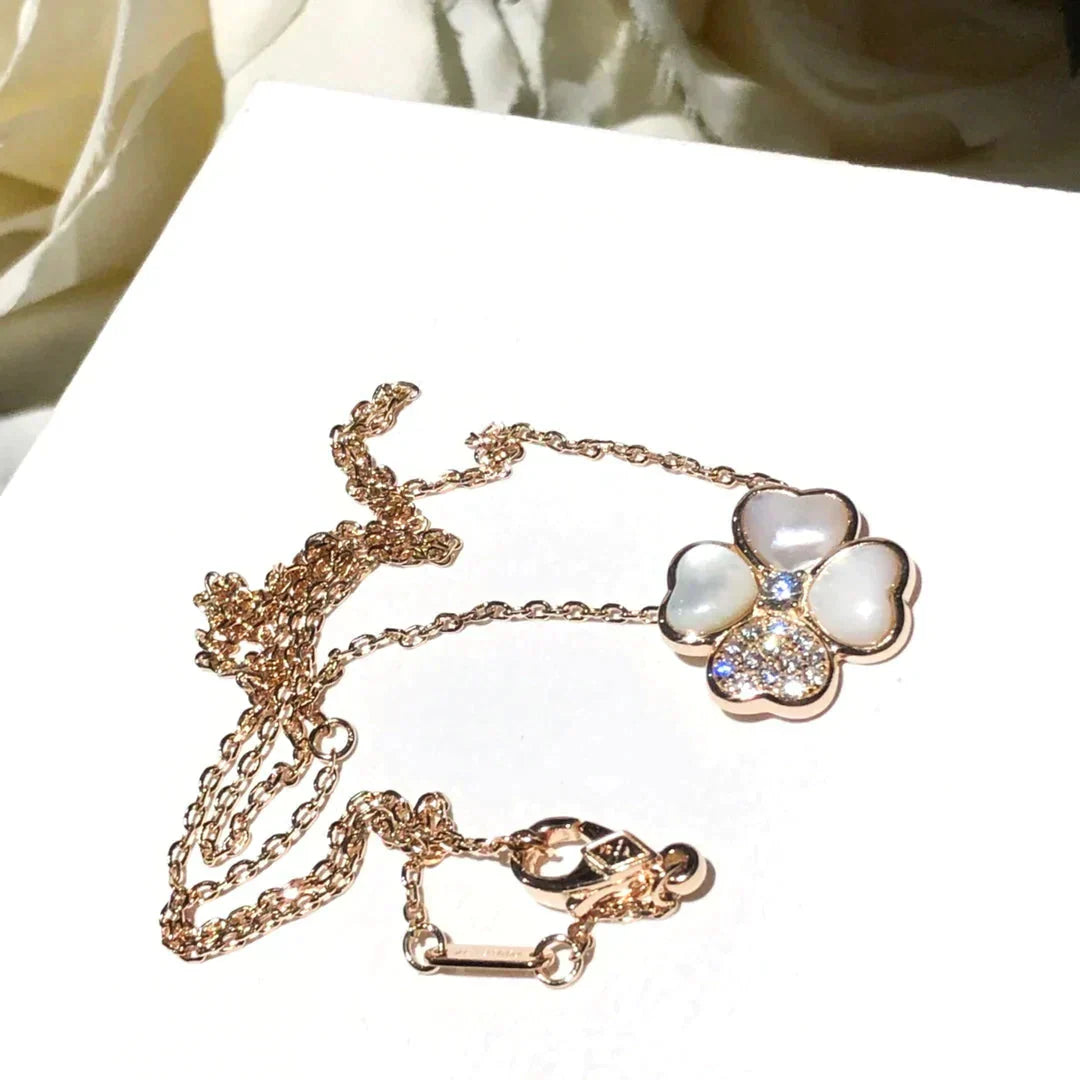 [Amore]CLOVER MOP DIAMOND ROSE GOLD NECKLACE