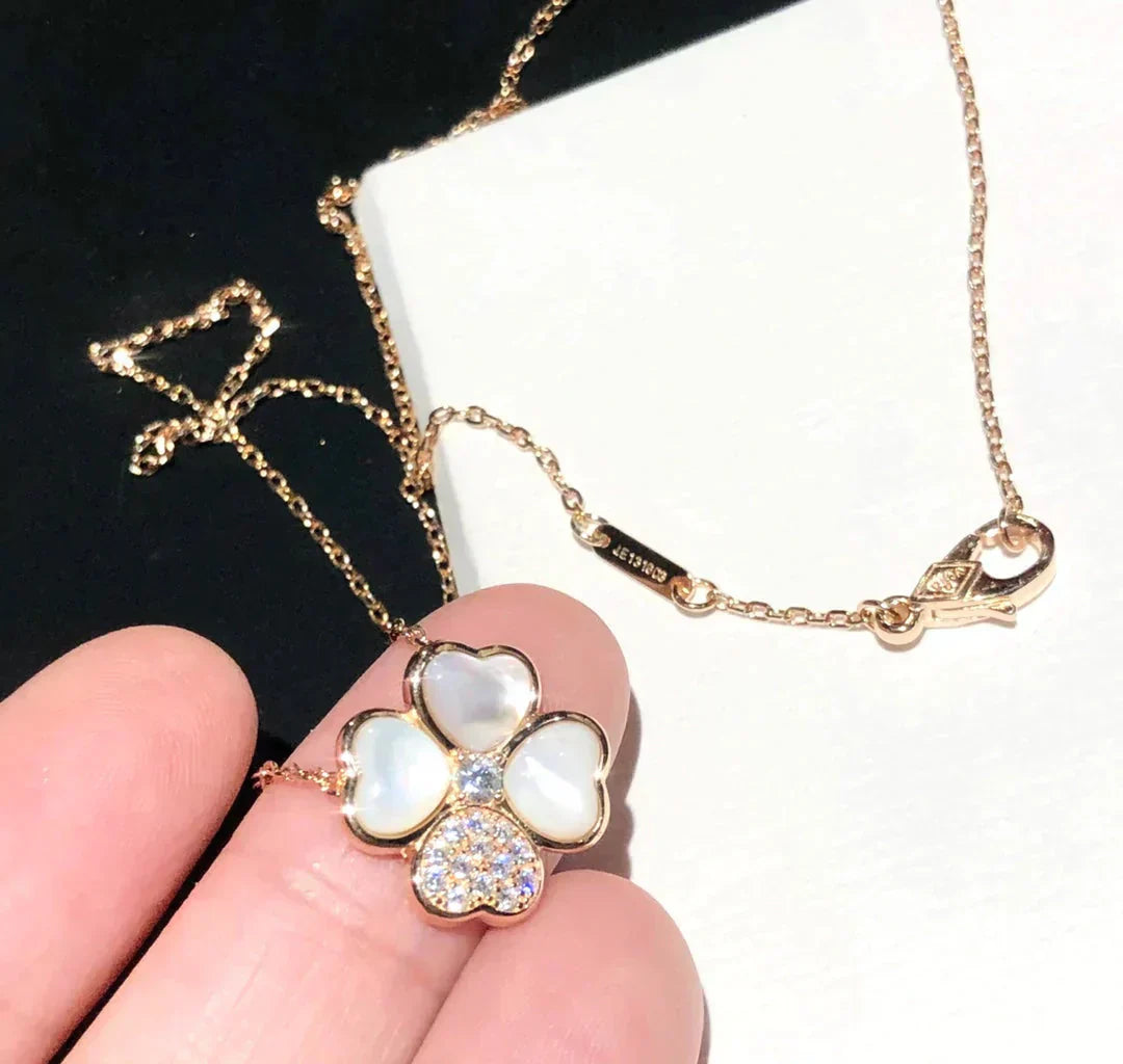 [Amore]CLOVER MOP DIAMOND ROSE GOLD NECKLACE