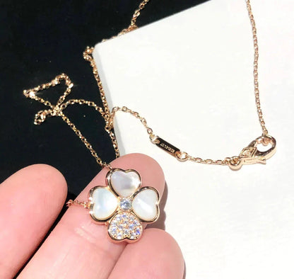 [Amore]CLOVER MOP DIAMOND ROSE GOLD NECKLACE