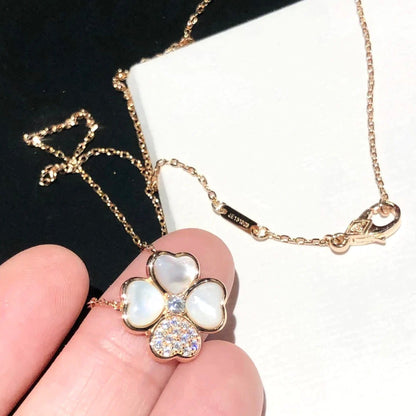 [Amore]CLOVER MOP DIAMOND ROSE GOLD NECKLACE
