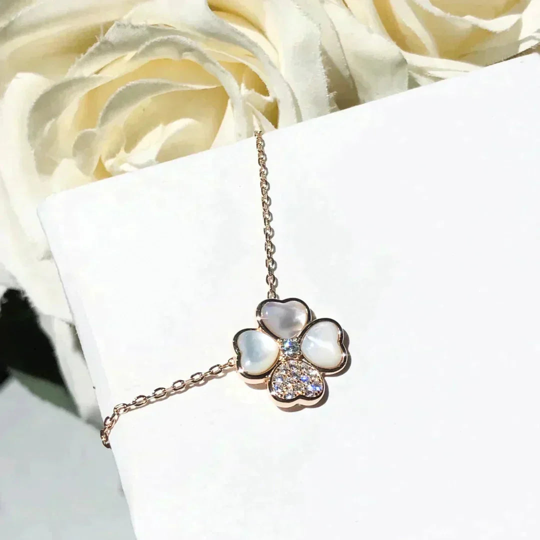 [Amore]CLOVER MOP DIAMOND ROSE GOLD NECKLACE