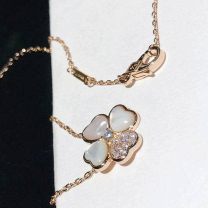 [Amore]CLOVER MOP DIAMOND ROSE GOLD NECKLACE