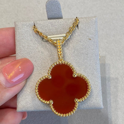 [Amore]CLOVER 25MM NECKLACE GOLD CARNELIAN