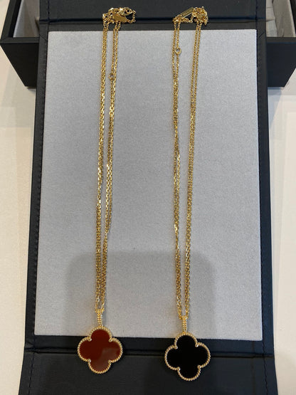 [Amore]CLOVER 25MM NECKLACE GOLD CARNELIAN