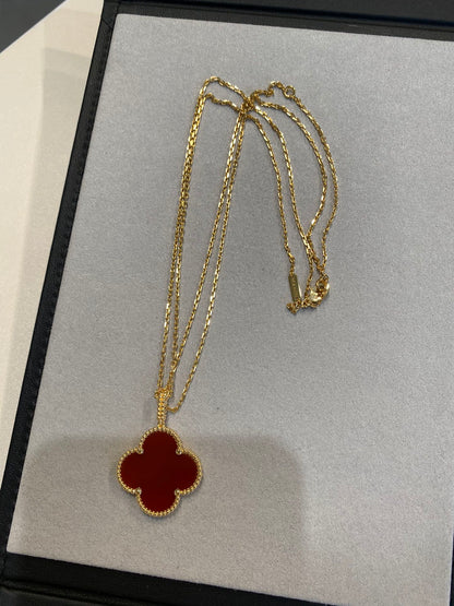 [Amore]CLOVER 25MM NECKLACE GOLD CARNELIAN