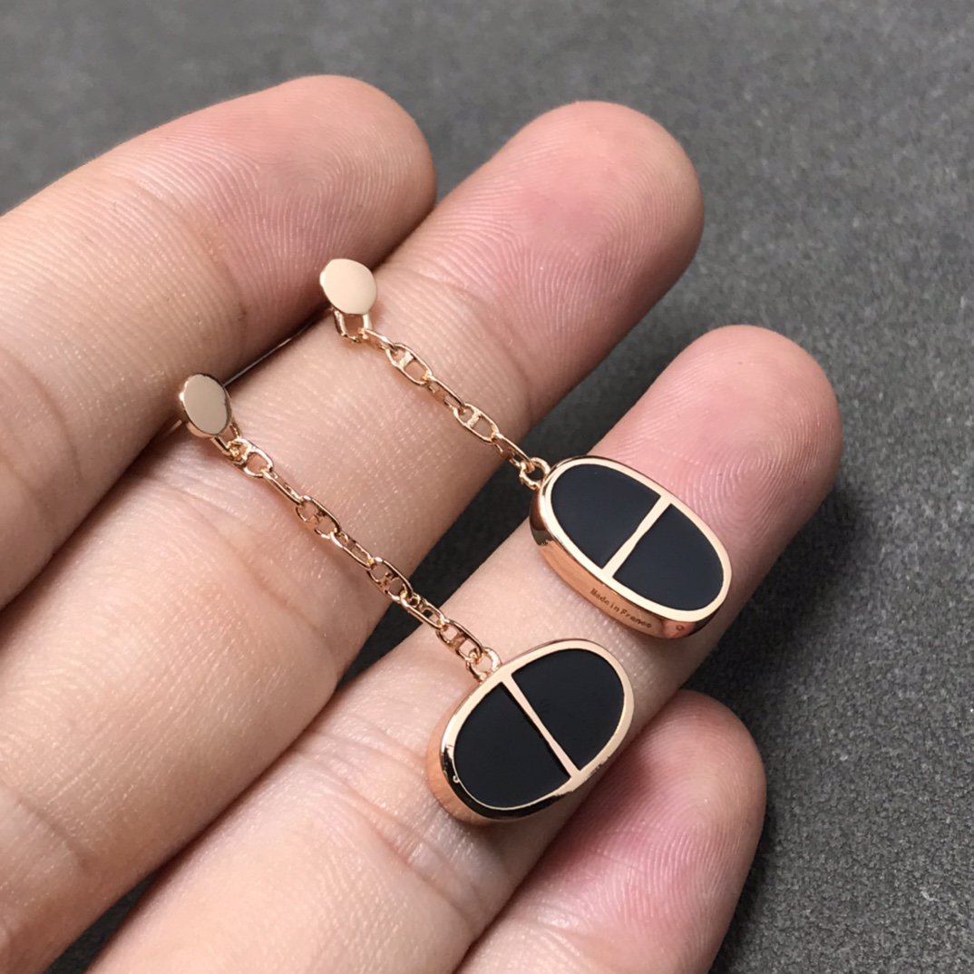 [Amore]CHAINE VERSO BLACK CERAMIC SILVER EARRINGS