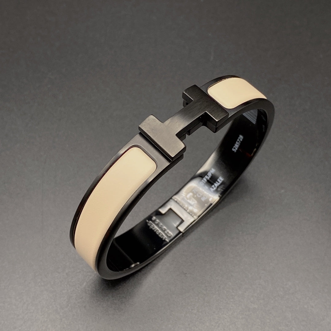 [Amore]H BRACELET 12MM BLACK BEIGE CERAMIC