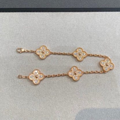[Amore] CLOVER 5 MOTIF FULL DIAMOND BRACELET COLLECTION