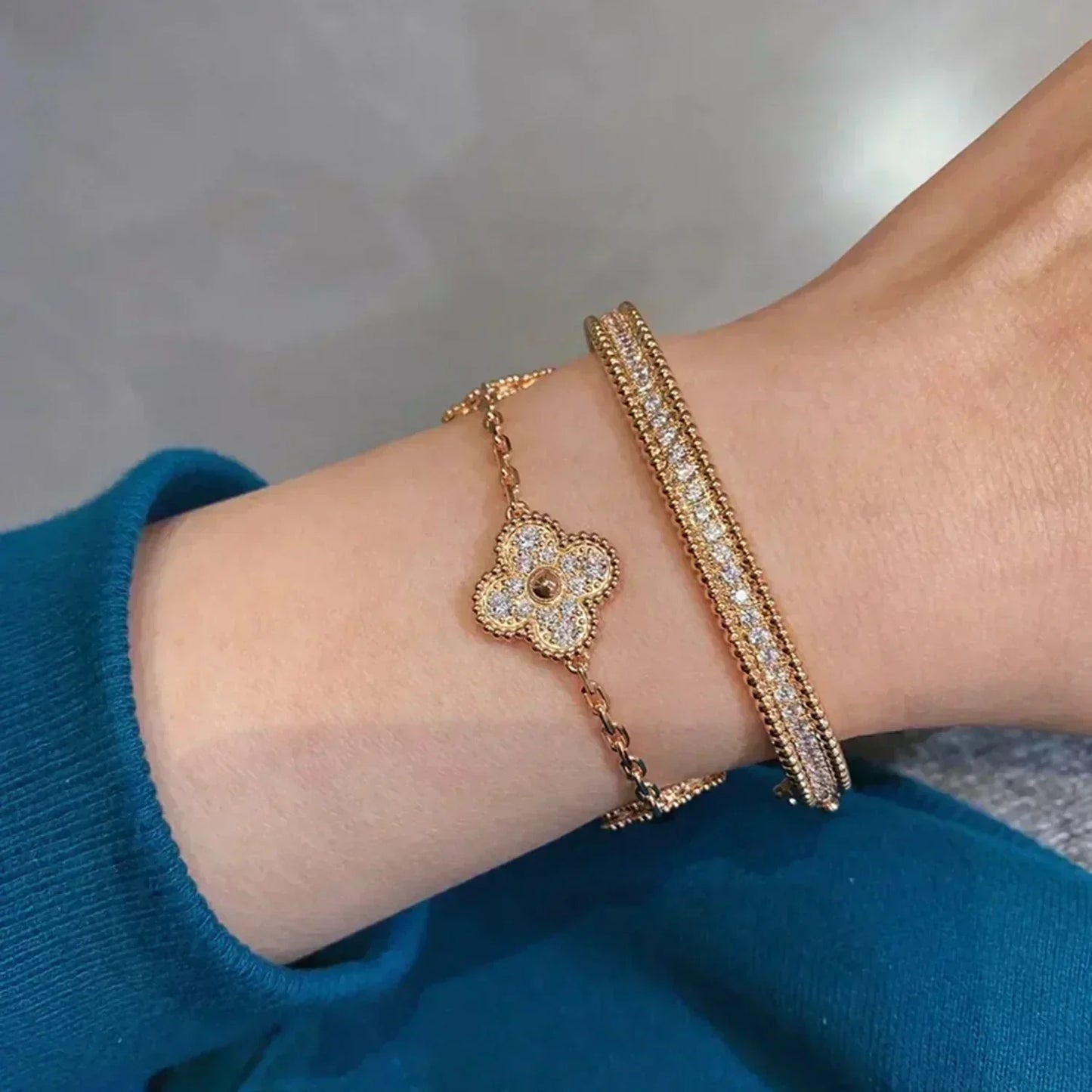 [Amore] CLOVER 5 MOTIF FULL DIAMOND BRACELET COLLECTION